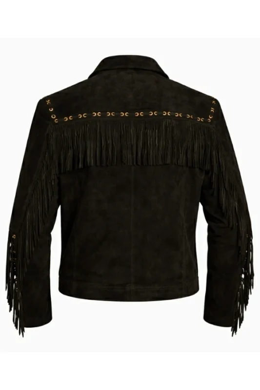 black-suede-western-jacket-with-gold-zip-and-studded-fringe-yoke-back-view