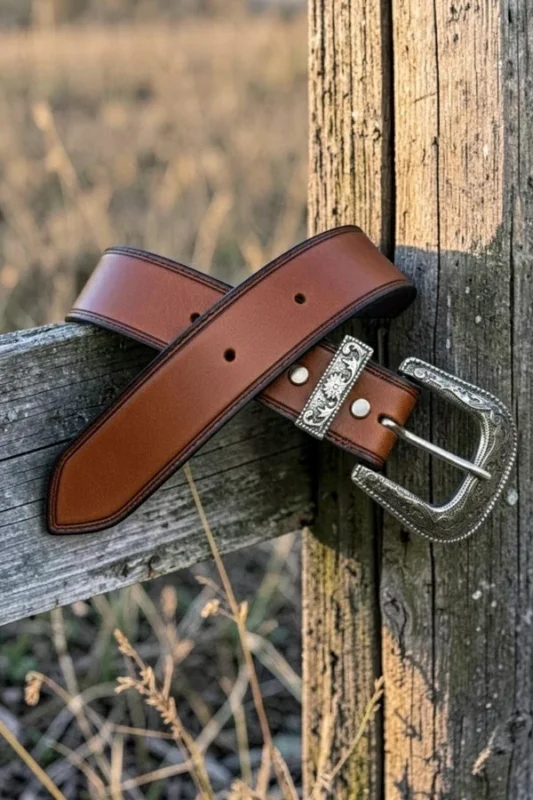 brown-western-leather-belt-with-engraved-buckle-and-decorative-tip