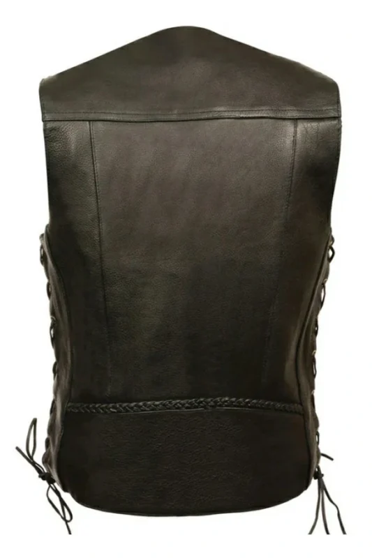 classic-braided-panel-black-leather-vest-with-snap-button-closure-back-view