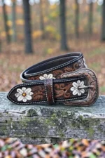 floral-tooled-western-leather-belt-with-daisy-design-and-engraved-buckle-full-view