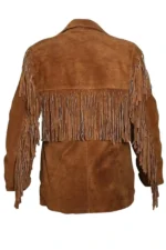 heritage-brown-suede-jacket-with-layered-fringe-panels-and-button-closure-back-view