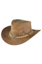 Vintage Brown Leather Cowboy Hat with Braided Band & Rustic Finish - Image 3