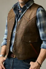 vintage-western-brown-leather-vest-with-snap-button-closure