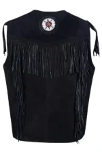 western-black-suede-leather-vest-with-fringe-beadwork-and-bone-accents-back-view