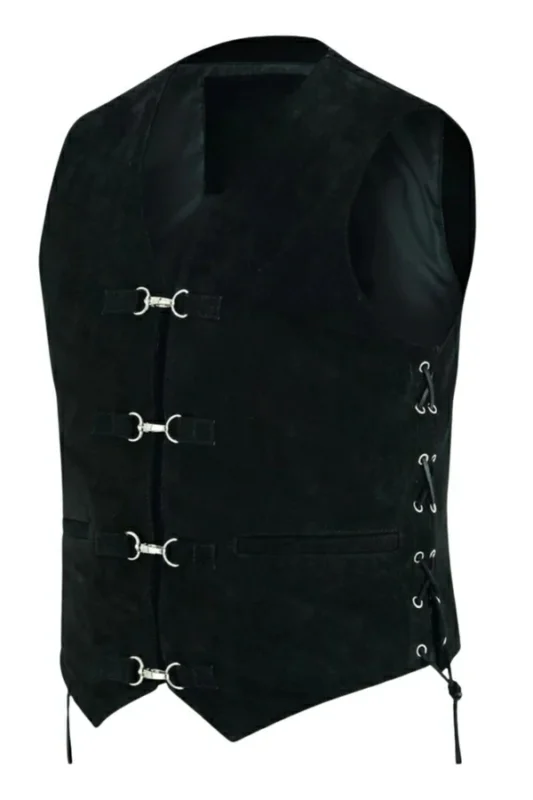 western-black-suede-leather-vest-with-strap-hook-closures