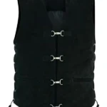western black suede leather vest with strap hook closures