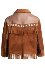 western-brown-suede-jacket-with-contrast-cross-stitch-panel-and-fringe-hem-back-view
