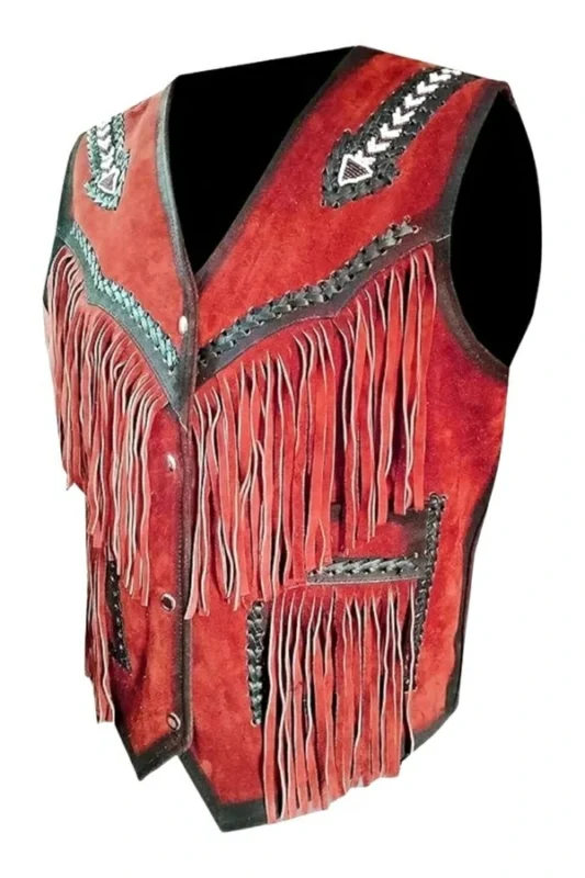 western-red-suede-leather-vest-with-fringe-and-contrast-trim