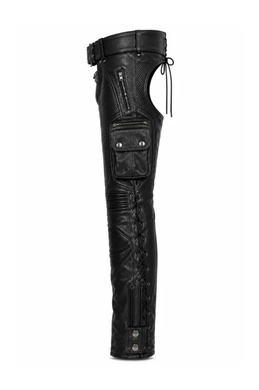 AdventureVent Commander Unisex Leather Motorcycle Chaps Side View