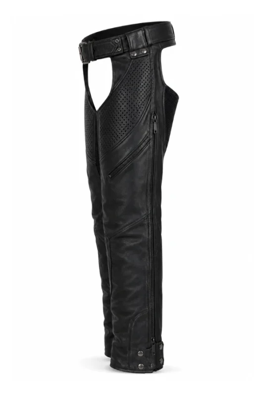 AeroFlex Pro Unisex Vented Leather Motorcycle Chaps Back View