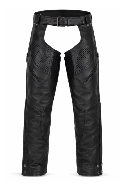 AeroFlex Pro Unisex Vented Leather Motorcycle Chaps