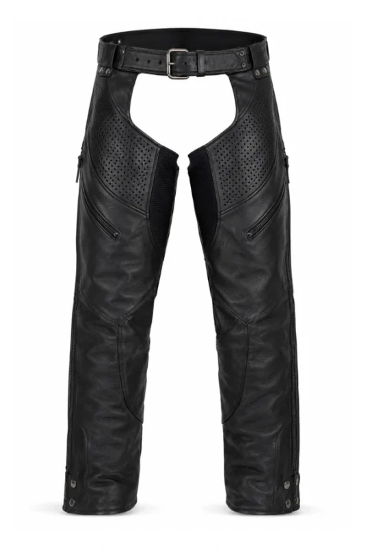 AeroFlex Pro Unisex Vented Leather Motorcycle Chaps