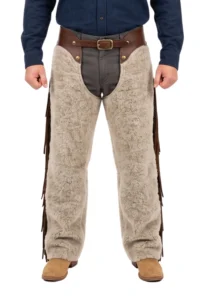 Alpine Cream Woolies Chaps with Leather Fringe