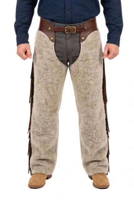 Alpine Cream Woolies Chaps with Leather Fringe