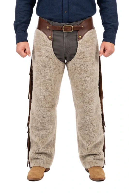 Alpine Cream Woolies Chaps with Leather Fringe