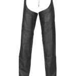 Black Crossline Leather Motorcycle Chaps