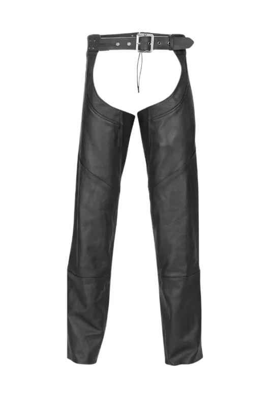 Black Crossline Leather Motorcycle Chaps