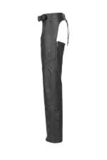 Black Crossline Leather Motorcycle Chaps Side View