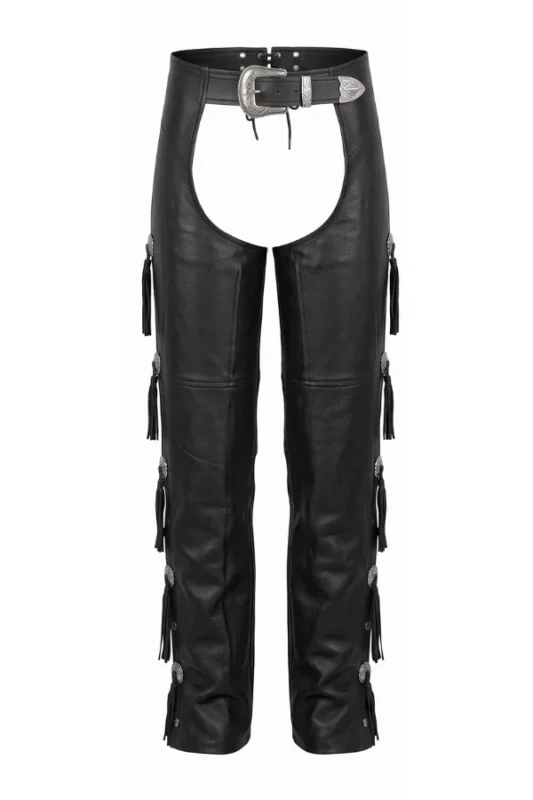 Black Hawk Fringe Leather Motorcycle Chaps