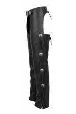 Black Hawk Fringe Leather Motorcycle Chaps Side View
