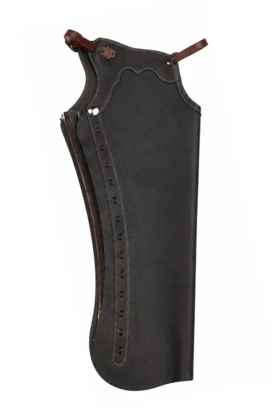 Black Heritage Leather Shotgun Chaps Side View