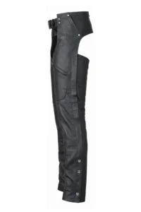 Black Ironhide Leather Motorcycle Chaps Side View