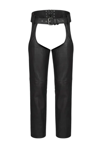 Black Irontrail Leather Motorcycle Chaps