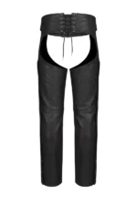 Black Irontrail Leather Motorcycle Chaps Back View