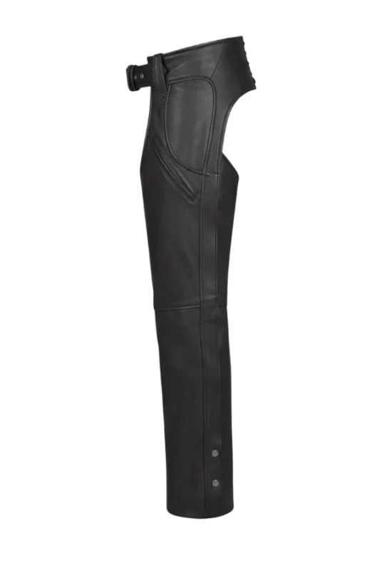 Black Irontrail Leather Motorcycle Chaps Side View