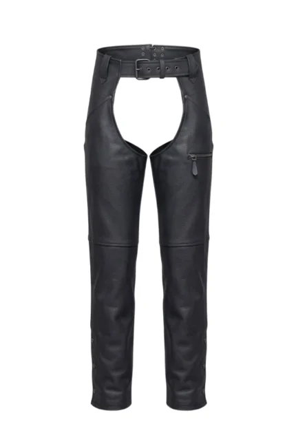 Black Leather Motorcycle Chaps
