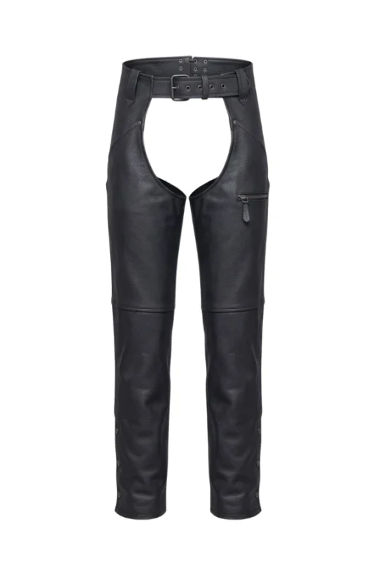 Black Leather Motorcycle Chaps