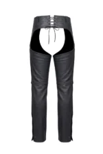 Black Leather Motorcycle Chaps Back View