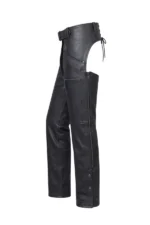 Black Leather Motorcycle Chaps Side View