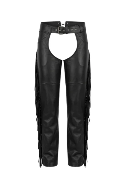 Black Rider Fringe Leather Motorcycle Chaps