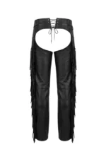 Black Rider Fringe Leather Motorcycle Chaps Back View