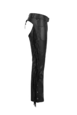 Black Rider Fringe Leather Motorcycle Chaps Side View