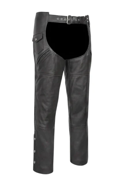 Black Roadwarden Leather Motorcycle Chaps