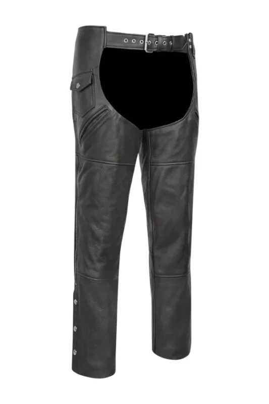 Black Roadwarden Leather Motorcycle Chaps