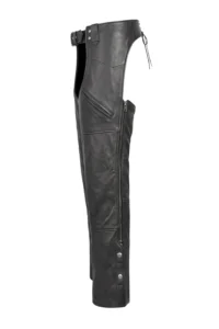 Black Roadwarden Leather Motorcycle Chaps Side View