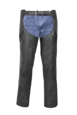 Black Roadwarden Leather Motorcycle Chaps Worn View