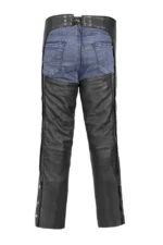 Black Roadwarden Leather Motorcycle Chaps Worn Back View