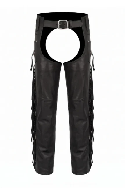 Black Stallion Fringe Leather Motorcycle Chaps