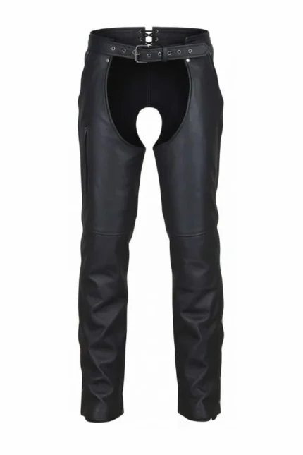 black winter leather chaps