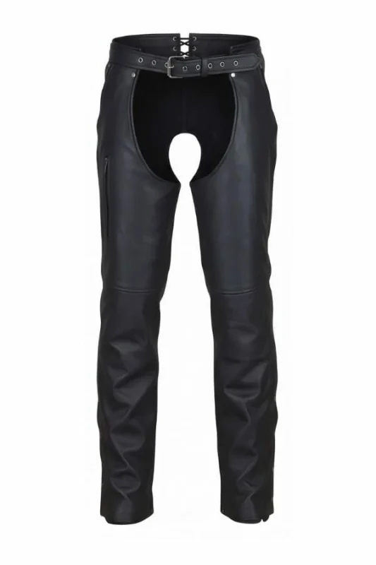 black winter leather chaps