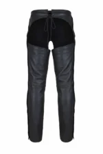 black winter leather chaps back
