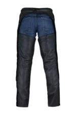 black winter leather chaps back view