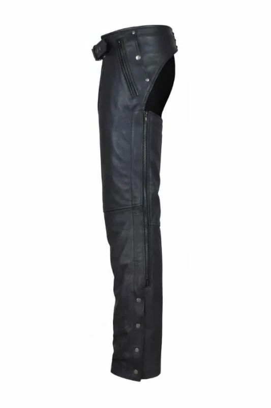 black winter leather chaps side