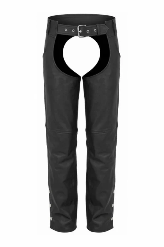 black winter leather motorcycle chaps