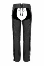 black winter leather motorcycle chaps back