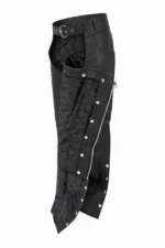 black winter leather motorcycle chaps quilted lining